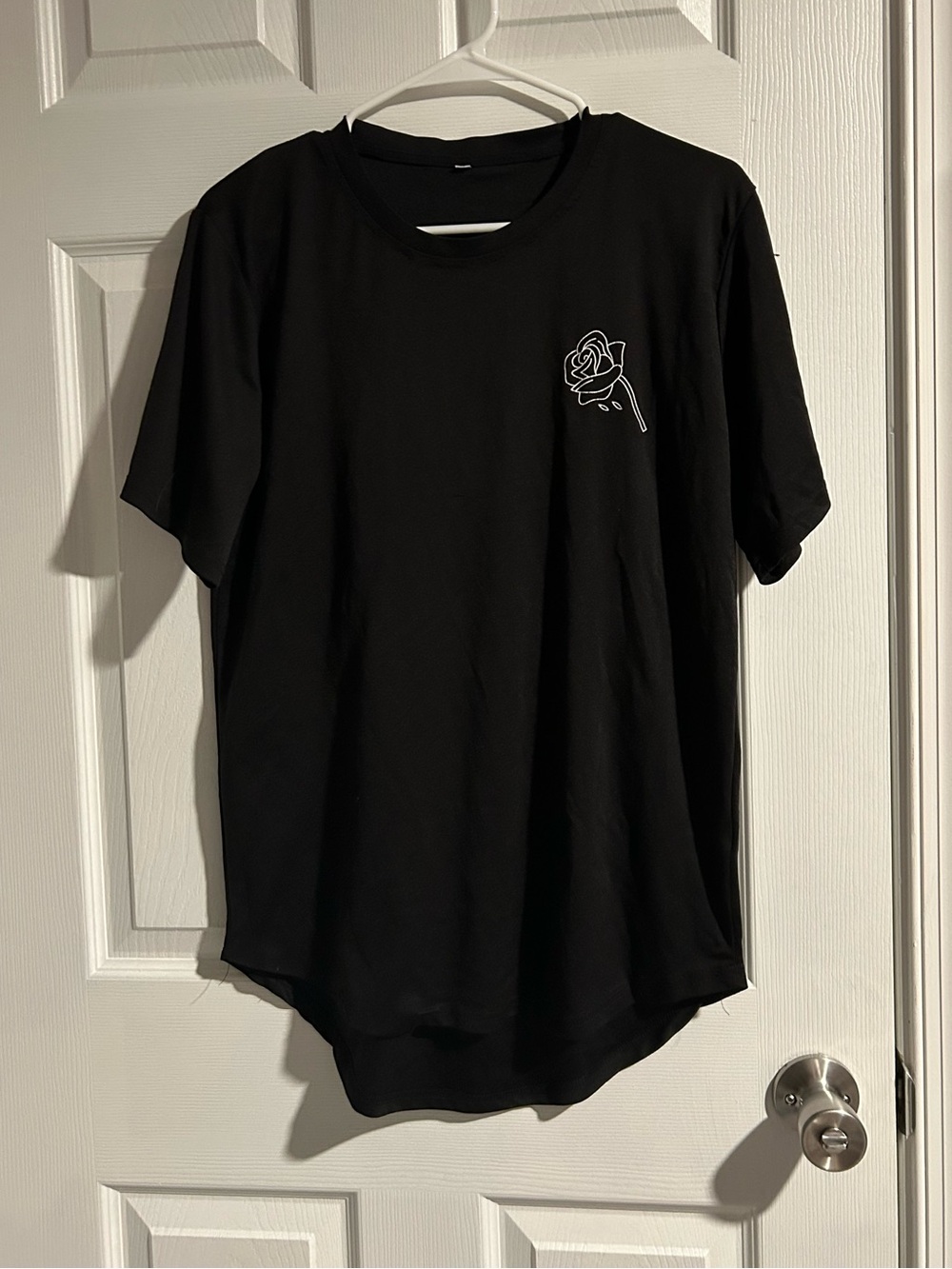 Black T-Shirt with Rose Graphic